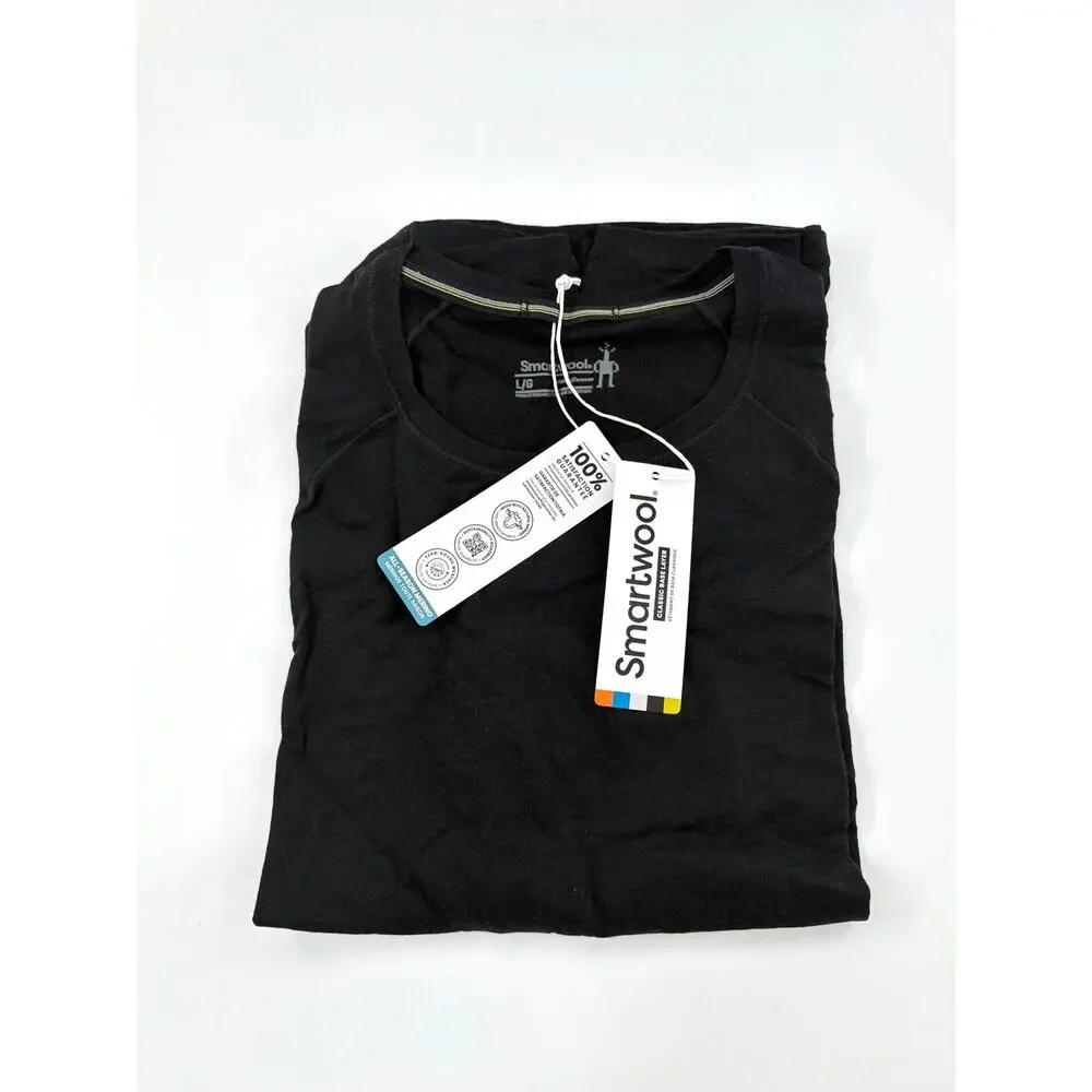 Smartwool Black Classic All-Season Merino Base Layer Crew Top Size L